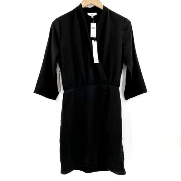 Anthropologie NSR Black Naomi Surplice Lace Cross Over Small Pullover Dress NWT - Picture 2 of 10